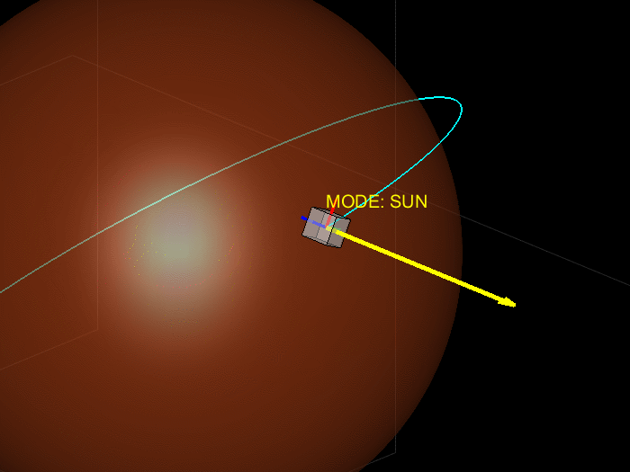Spacecraft attitude control simulation